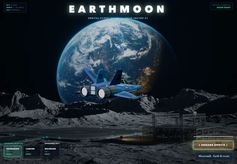 Earthmoon public website, captured September 7, 2026